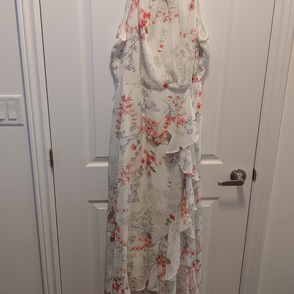 Floral White and Pink Women's Dress